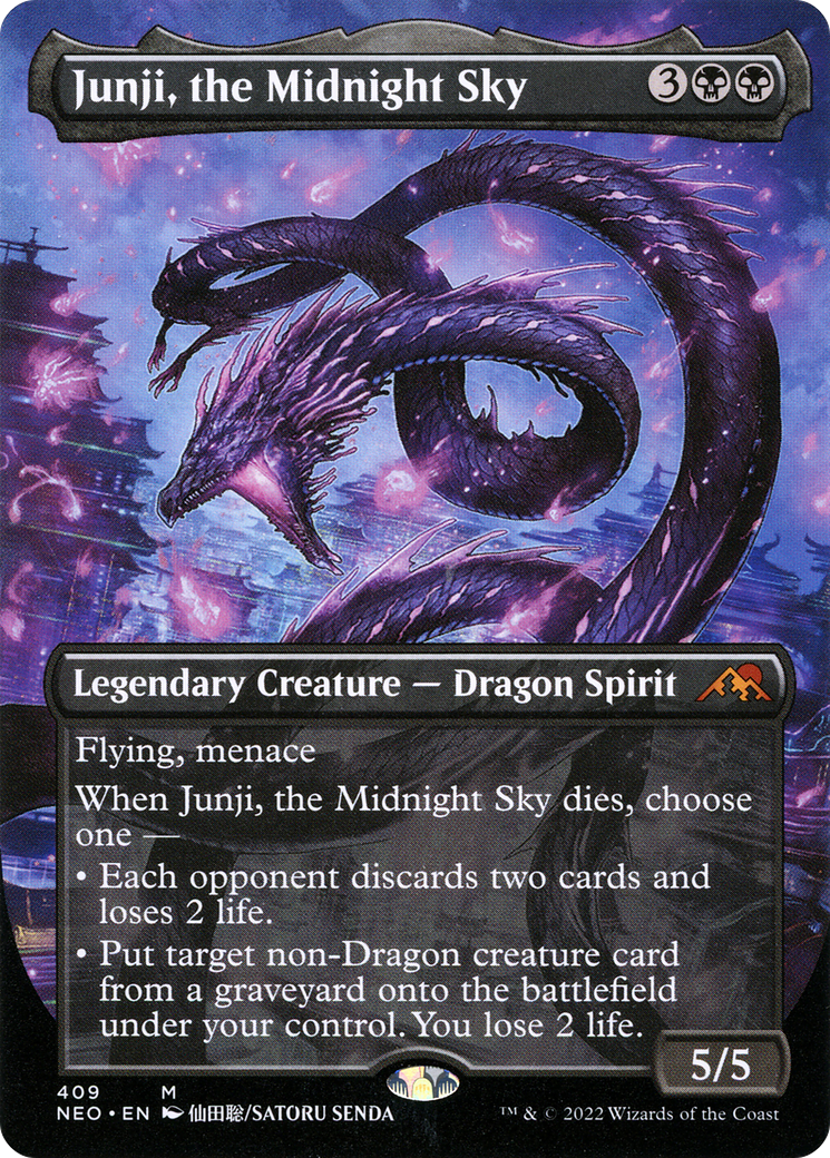 Junji, the Midnight Sky (Borderless) (NEO-409) - Kamigawa: Neon Dynasty Foil