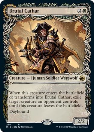 Brutal Cathar (Showcase) (MID-286) - Innistrad: Midnight Hunt: (Showcase, Double Faced Transform) Foil