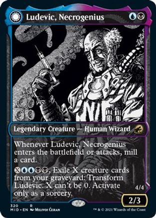 Ludevic, Necrogenius (Showcase) (MID-320) - Innistrad: Midnight Hunt: (Showcase, Double Faced Transform)