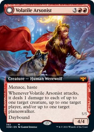 Volatile Arsonist (Extended Art) (VOW-382) - Innistrad: Crimson Vow: (Extended Art, Double Faced Transform) Foil