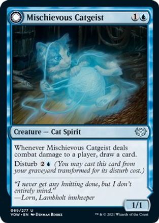 Mischievous Catgeist (VOW-069) - Innistrad: Crimson Vow: (Double Faced Transform)