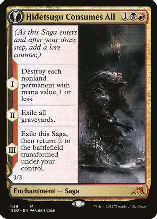 Hidetsugu Consumes All (Extended Art) (NEO-486) - Kamigawa: Neon Dynasty: (Extended Art, fandfc, enchantment) Foil