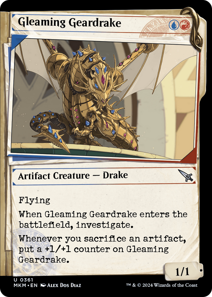 Gleaming Geardrake (Showcase) (MKM-361) - Murders at Karlov Manor: (Showcase) Foil