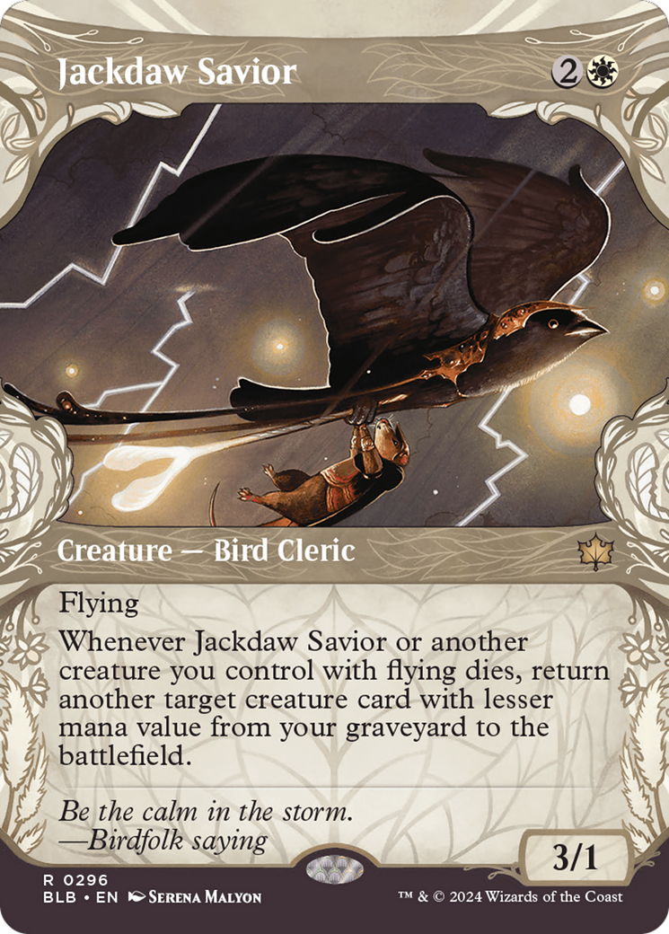 Jackdaw Savior (Showcase) (BLB-296) - Bloomburrow: (Showcase) (Borderless)