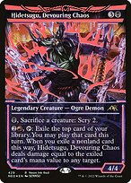 Hidetsugu, Devouring Chaos (Neon Red) (NEO-429) - Kamigawa: Neon Dynasty: (Showcase) Foil