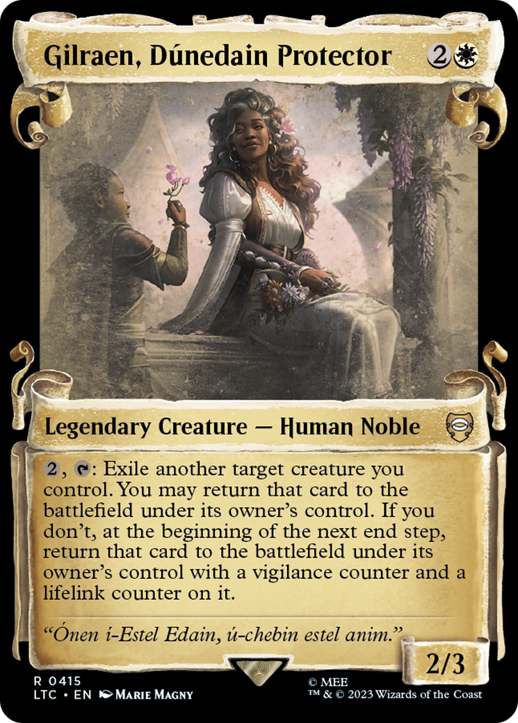 Gilraen, Dunedain Protector (Showcase Scrolls) (LTC-415) - Tales of Middle-earth Commander: (Showcase) Foil