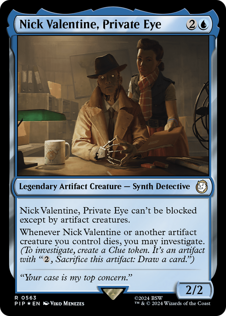 Nick Valentine, Private Eye (Surge Foil) (PIP-563) - Fallout Foil