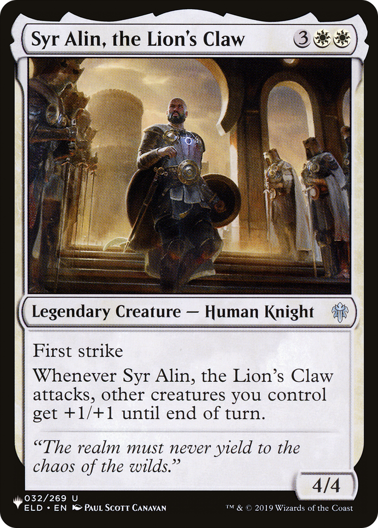 Syr Alin, the Lion's Claw (LIST-ELD-32) - The List