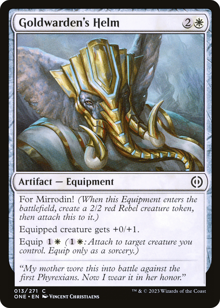 Goldwarden's Helm (ONE-013) - Phyrexia: All Will Be One